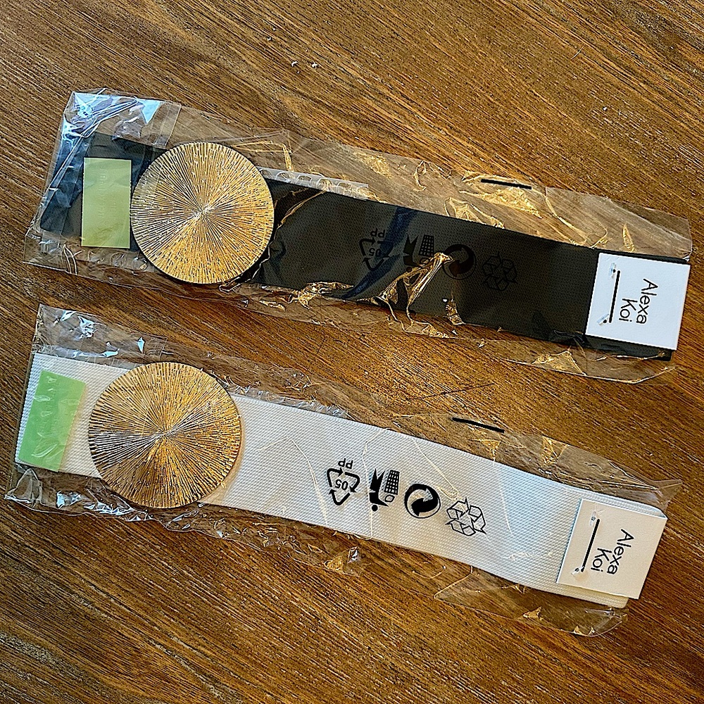 Alexa Koi Black and White Belts with Gold Buckle